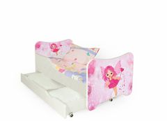 Halmar Detská posteľ s roštom a matracom Happy Fairy - biela / kombinácia farieb