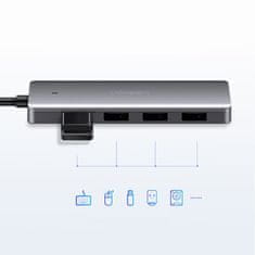 Ugreen CM219 USB HUB adaptér 4x USB 3.2 / Micro USB, šedý