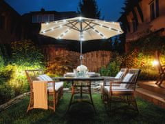 Beliani Záhradný slnečník s LED osvetlením 266 cm béžový RAPALLO