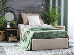 Beliani Čalúnená béžová posteľ s úložným priestorom 90 x 200 cm DINAN