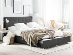 Beliani Čalúnená posteľ s úložným priestorom 180 x 200 cm tmavosivá LA ROCHELLE