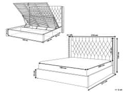 Beliani Zamatová posteľ s úložným priestorom 180 x 200 cm béžová LUBBON