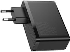 BASEUS GaN2 Pre rýchlonabíjací adaptér 2x Type-C + 2x USB-A 100W CCGAN2P-L01 čierna