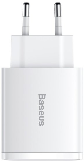 BASEUS kompaktný rýchlonabíjací adaptér 2x USB-A, 1x Type-C 30W CCXJ-E02 biela