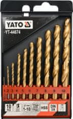 YATO  Súprava vrtákov do železa HSS-TiN 10ks 1-10mm