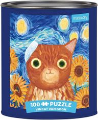 Mudpuppy Puzzle v plechovke Artsy Cats: Vincat Van Gogh 100 dielikov