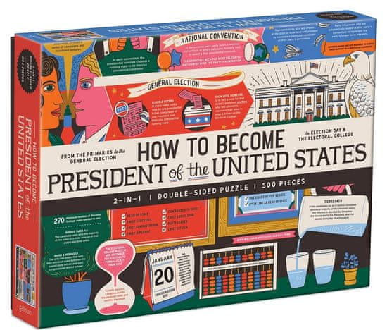 Galison Obojstranné puzzle Ako sa stať prezidentom Spojených štátov 500 dielikov