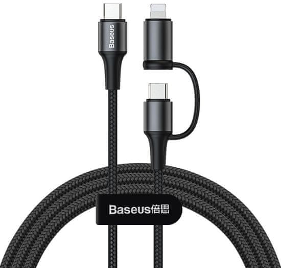 BASEUS Twins 2v1 nabíjací / dátový kábel USB-C na USB-C + Lightning 60W 1m CATLYW-01, čierna