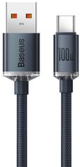 BASEUS Crystal Shine Series nabíjací/dátový kábel USB-A/USB-C 100W 2m CAJY000501, čierna