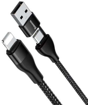 Baseus nabíjací / dátový kábel 2v1 USB-A + USB-C na Lightning 18W 1m CATLYW-G01