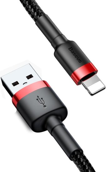 BASEUS Cafule nabíjací / dátový kábel USB na Lightning 2,4A 0,5m CALKLF-A19, červená-čierna