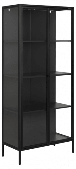 Design Scandinavia Vitrína Newcastle, 180 cm, čierna