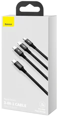 BASEUS Rapid Series nabíjací / dátový kábel 3v1 USB-C (USB-C + Lightning + USB-C) PD 20W 1,5m CAMLT-SC01, čierna