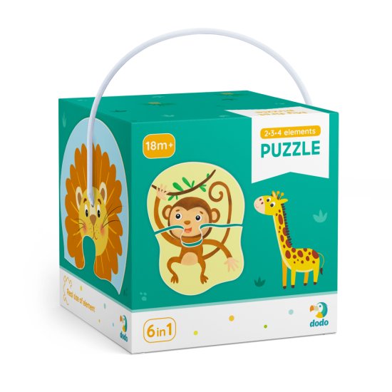 DoDo Puzzle 2-3-4 dielikov, balenie 2 kusov Divoké zvieratá a Transport