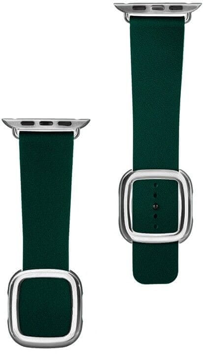 Coteetci Kožený magnetický remienok Nobleman pre Apple Watch 38/40/41mm, zelený