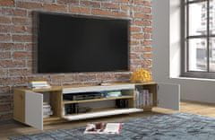 Homlando TV skrinka AURA 200 cm univerzálna, závesná alebo stojaca s LED osvetlením dub artisan / biely mat