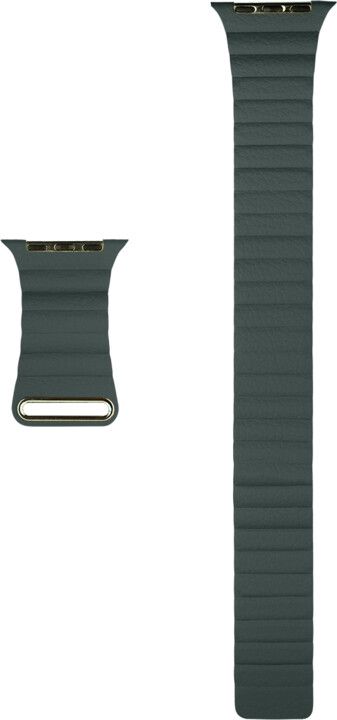 Coteetci Kožený magnetický remienok Loop Band pre Apple Watch 38/40/41mm, tmavozelený