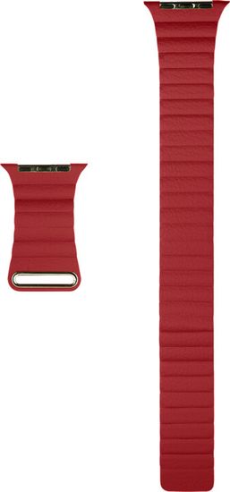 Coteetci Kožený magnetický remienok Loop Band pre Apple Watch 42/44/45mm, červený - rozbalené
