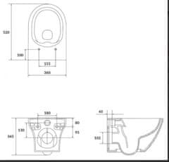 CERSANIT Larga Oval CleanOn - závesná wc misa so SLIM sedátkom z duroplastu, biela, S701-472