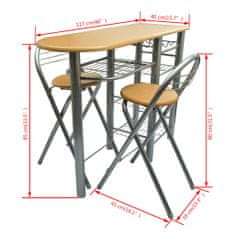 Vidaxl Kuchynský/raňajkový barový stôl a stoličky, drevo