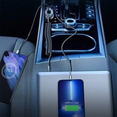 Joyroom 3in1 autonabíjačka USB / USB-C 45W + vstavaný kábel Lightning, čierna