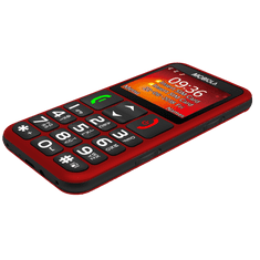 Mobiola MB700 Senior, jednoduchý mobilný telefón pre seniorov, SOS tlačidlo, nabíjací stojan, 2 SIM, červený