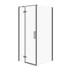 CERSANIT Jota, rohový sprchovací kút 90 (dvere ľavé) x 90 (stena) x 195, 6mm číre sklo, čierny profil, S160-003