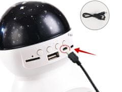 Nočný LED projektor hviezd s USB, čierna E-243-CN