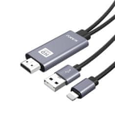 Kaku KSC-556 kábel USB - Lightning / HDMI 1m, sivý