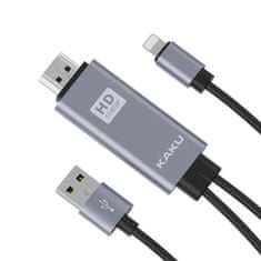 Kaku KSC-556 kábel USB - Lightning / HDMI 1m, sivý