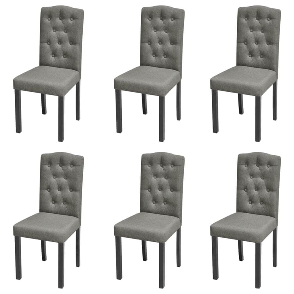 Vidaxl Jedálenské stoličky 6 ks, sivé, látka
