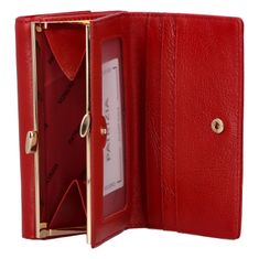 Patrizia Pepe Pohodlná dámska kožená peňaženka v luxusnom dizajne Belasi, červená hladká