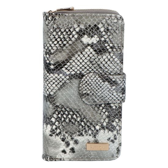Patrizia Pepe Dámska lakovaná peňaženka s bočným zipsom Lausanne, sivý vzor
