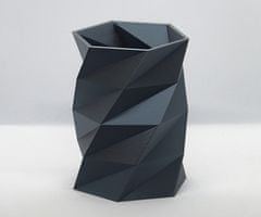 Malá váza s lowpoly vzorom a metalickým efektom, strieborná