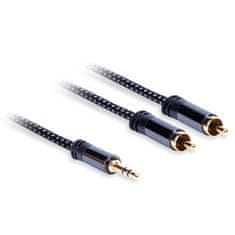 AQ AV kabel 3, 5mm Jack/ 2xRCA, M/ M, 3m - černý