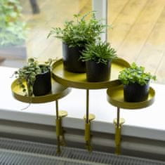 Vidaxl Esschert Design Podnos na rostliny s držákem, kulatý, zlatý, velikost S