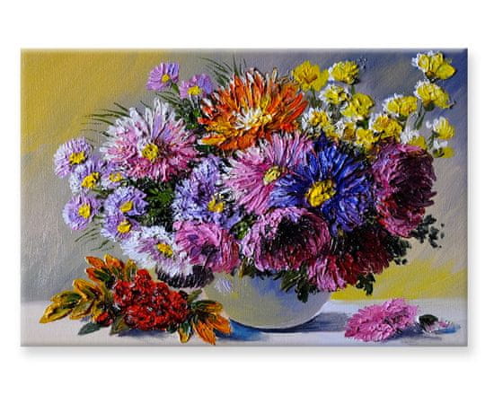 Peknastena Obrazy na stenu - Olejomaľba Farebné lúčne kvety 90x60cm