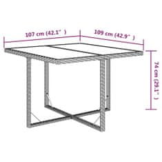 Vidaxl Záhradný stôl béžový 109x107x74 cm polyratan a sklo