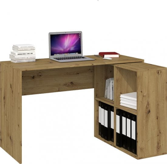 Artenat Pracovný stôl s knižnicou Dewrin, 120 cm, dub