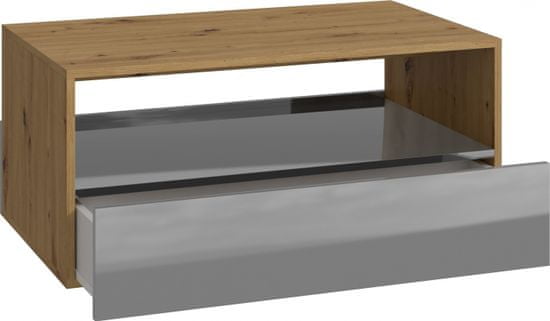 Artenat Konferenčný stolík Rebel, 90 cm, dub / šedá lesk