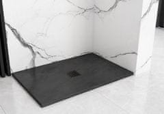 REA BLACK ROCK- Akrylátová sprchová vanička 80 x 100 x 3,5 cm + sifón, čierna, REA-K4578
