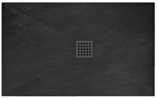 REA BLACK ROCK- Akrylátová sprchová vanička 90 x 120 x 3,5 cm + sifón, čierna, REA-K4580