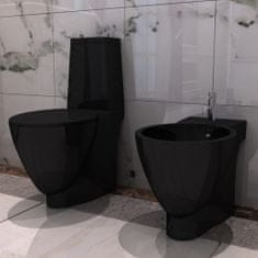Petromila vidaXL Čierna keramická toaleta a bidet