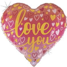 Grabo Fóliový balón srdce Love You Glitz 76cm