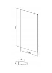 CERSANIT LARGA, bočná stena ku sprchovým kútom 90x195cm, 6mm číre sklo, čierny profil, S932-134