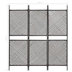 Vidaxl 3-panelový paraván hnedý 180x200 cm polyratanový
