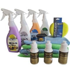 Eco Clean & Shine Veľká sada autokozmetiky s nano voskom (kompletná údržba a umývanie auta)