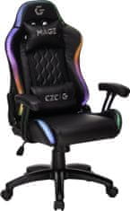 CZC.Gaming Mage, dětská herní židle, RGB, čierna