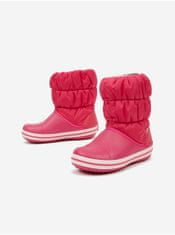 Crocs Ružové dievčenské snehule detské Crocs Winter Puff 34-35