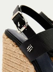 Tommy Hilfiger Čierne dámske kožené sandálky na plnom podpätku Tommy Hilfiger 37